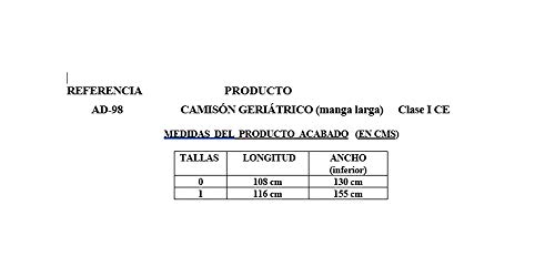 Camisón Geriátrico tipo paciente hospital. Manga Larga. (Talla 1)