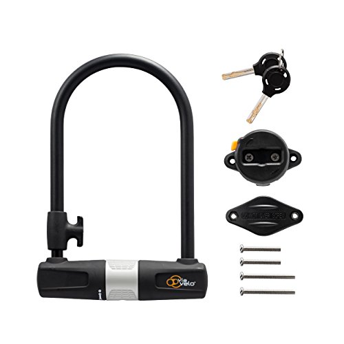 Candado U Lock Para Bicicleta con con Cable - Robusto Candado U Lock VIA VELO, Cerradura de Bloqueo de 14mm y 10mm x1.8m Cable con Soporte de Montaje para Bicicleta