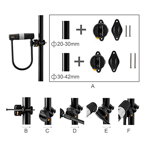 Candado U Lock Para Bicicleta con con Cable - Robusto Candado U Lock VIA VELO, Cerradura de Bloqueo de 14mm y 10mm x1.8m Cable con Soporte de Montaje para Bicicleta