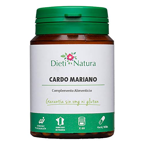 Cardo Mariano 200 cápsulas de Dieti Natura. Detox para el hígado [Fabricado en Francia][Garantía Sin OGM ni Gluten]