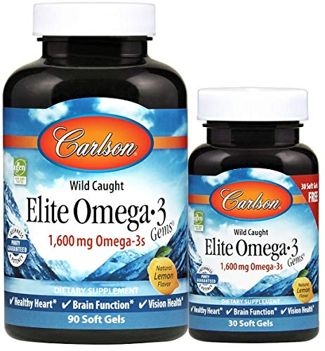 Carlson Labs Elite Omega-3 Gemas, 1600 Mg De Limón Natural 90 Unidades 290 g