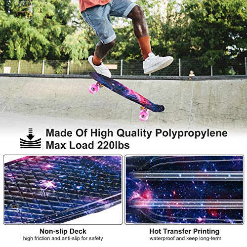 Caroma Skateboard Completo para Niños Niñas, 22 Pulgadas Retro Mini Cruiser Skateboard con Led Light Up Ruedas para Adulto Adolescente