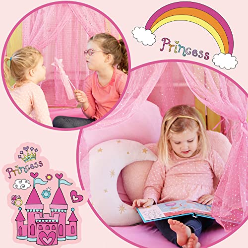 Carpa para niños + Luces de una Estrella Castillo de Princesa para niñas- Glitter Castle Pop Up Play Carpa Tote Bag - Niños Playhouse Toy para Juegos de Interior y Exterior 41 "X 55" (DxH)