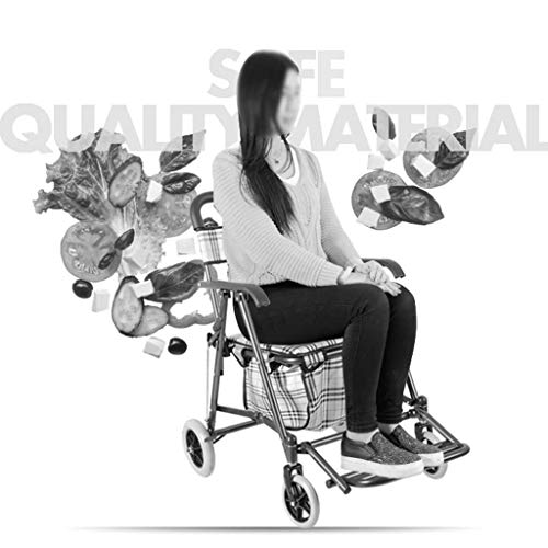 Carritos de la compra Carrito de la compra Scooter plegable viejo Hogar Cuatro ruedas Puede empujar Puede sentarse Carrito de la compra Carrito portátil para ancianos al aire libre Plegable Carros de