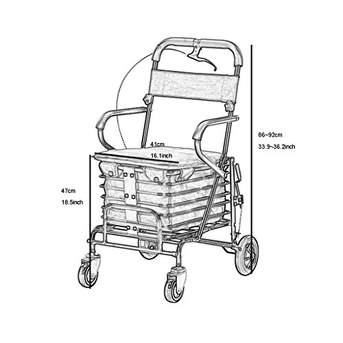 Carro De La Compra Plegable Carro De La Compra para Personas Mayores Scooter Avanzado Carro De Acero, con Alrededor De 75-150 Kg, Regalo para Los Ancianos (Color : Red)