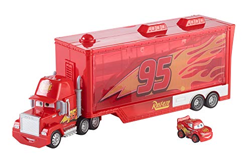 Cars 3 Mack camión mundo de aventuras, camión transporte coches de juguetes (Mattel FLG70)