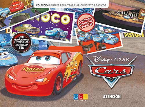 Cars - libro juego para trabajar la atención / Editorial GEU/ A partir de 6 años / Mejora la falta de atención / Trabaja mediante piezas puzle (Niños de 3 a 6 años)