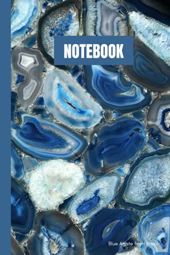 Casa 1 Eleven Luxury Notebook: Blue Agate Stone from Brazil | 120 blank lined pages | 6"x9" | Matte cover