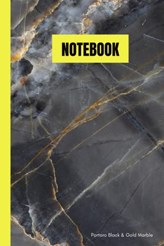 Casa 1 Eleven Luxury Notebook: Portoro Black & Gold Marble | 120 blank lined pages | 6"x9" | Matte cover