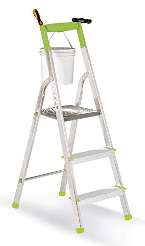 Casabriko 11033 - Escalera doméstica de Aluminio con 3 peldaños, Verde