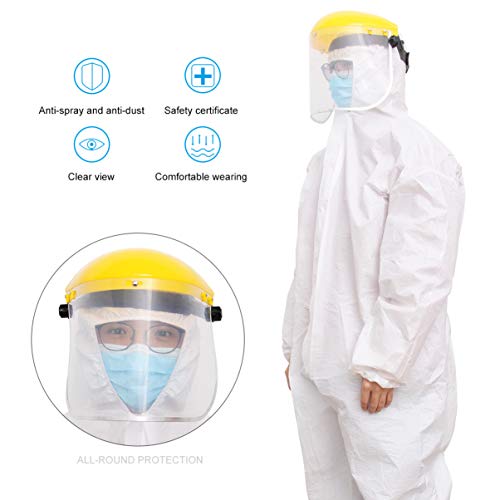 Casco de Trinquete de Protección Facial de Seguridad con Visera Transparente Pantalla Protectora para Carpintería Rectificado Soldadura Segado