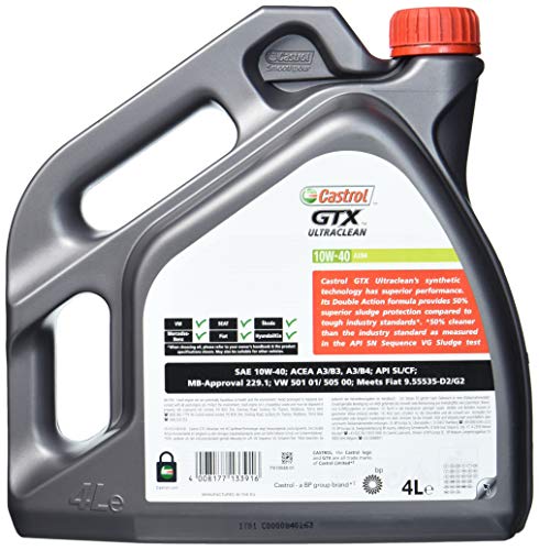 Castrol GTX Ultraclean 10W-40 A3/B4 Aceite de Motor 4L