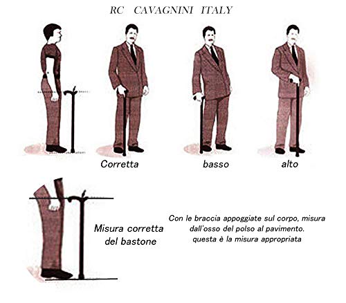 Cavagnini Bastón para regalo de ancianos elegante de madera para hombre y mujer ceremonia hecho a mano 100% en Italia (marrón)