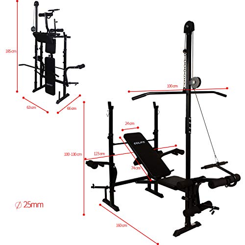 CCLIFE ZERRO Banco de Pesas Banco de musculación PRES Banco Banco de Entrenamiento Ajustable 126/178/217 cm