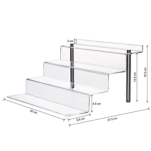 CECOLIC Soporte de exhibición de acrílico Transparente, Estante Vertical Grande de 4 Pasos, para Figuras, Magdalena, lápiz Labial, Esmalte de uñas, condimento, 12 x 11 x 6.3in (2 Pack)