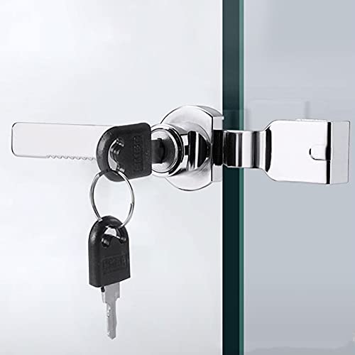 Cerradura Correderas Puertas Cristal, 4 Piezas Cerradura Vitrina Cristal Bloqueos de Escaparate Puerta de Vidrio para Librerías, Vitrinas, Armarios de Almacenamiento, Etc (Una Cerradura y Dos Llaves)