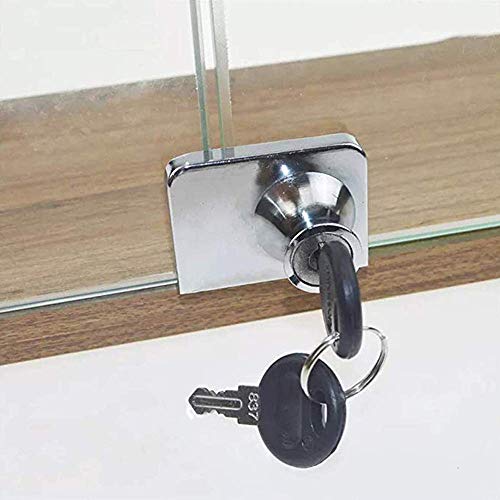 Cerradura para Vitrina de Vidrio, 4 piezas Puerta de vidrio Gabinete de exhibición Cerradura de seguridad para puerta de vidrio de 5-8 mm (0.2-0.31") sin taladrar con 8 llaves