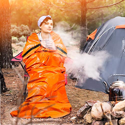 CestMall Saco de Emergencia Dormir, Ligero y Reutilizable para Acampar Supervivencia Al Aire Libre, Equipo de Supervivencia Impermeable para Exteriores, Senderismo, Acampada -Brillante Naranja