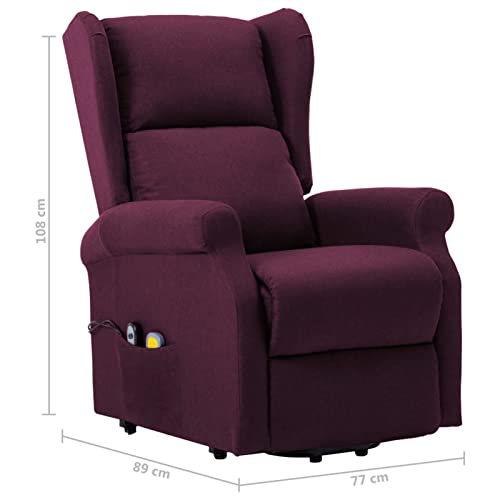 CGTOLOS Sillón de Masaje con Sistema de elevación Tela, Levantapersonas, Sillón Reclinable, Sillón Relax, Masaje Y Termoterapia, Morado