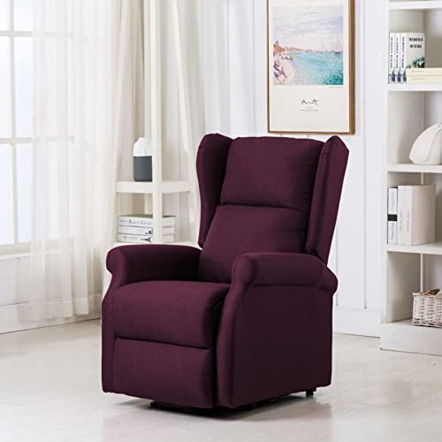 CGTOLOS Sillón de Masaje con Sistema de elevación Tela, Levantapersonas, Sillón Reclinable, Sillón Relax, Masaje Y Termoterapia, Morado