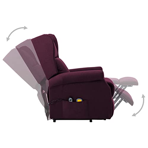 CGTOLOS Sillón de Masaje con Sistema de elevación Tela, Levantapersonas, Sillón Reclinable, Sillón Relax, Masaje Y Termoterapia, Morado