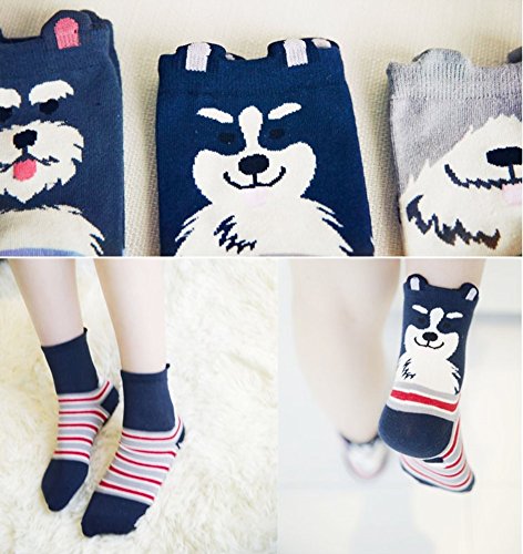 Chalier 5 Pares de Calcetines Mujer Divertidos Originales Animales Lindos Estampados Ocasionales de Algodón para Niña y Mujer