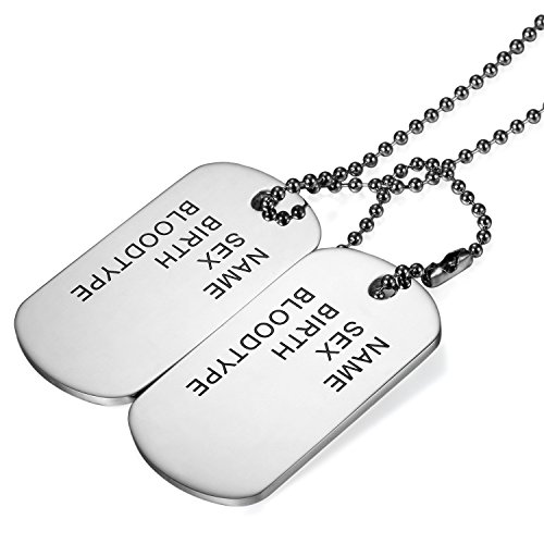 Chapas Militares Personalizadas de Acero Inoxidable Estilo Ejército Americano Dog Tag Joyería de Hipoalergénico Original