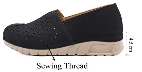 ChayChax Mujer Mocasines Plataforma Casual Zapatos de Cuña Comodos Ligero Loafers Primavera Verano,Negro,37,Mujer