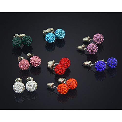 CHENGTAO 14 Pares/Caja Pave Cristalinas De La Arcilla Pendientes For Las Mujeres Joyería De 8 Mm Micro Bola del Disco del Rhinestone Pendientes De La Manera Fijado Durable