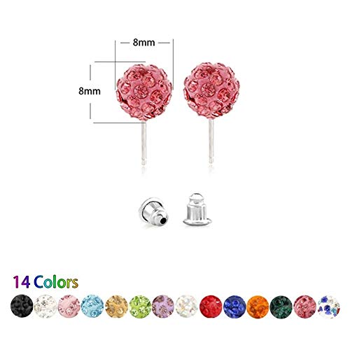 CHENGTAO 14 Pares/Caja Pave Cristalinas De La Arcilla Pendientes For Las Mujeres Joyería De 8 Mm Micro Bola del Disco del Rhinestone Pendientes De La Manera Fijado Durable