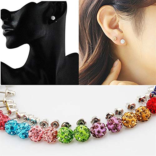 CHENGTAO 14 Pares/Caja Pave Cristalinas De La Arcilla Pendientes For Las Mujeres Joyería De 8 Mm Micro Bola del Disco del Rhinestone Pendientes De La Manera Fijado Durable