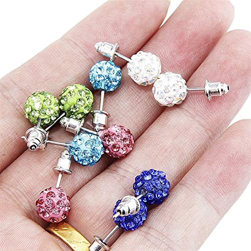 CHENGTAO 14 Pares/Caja Pave Cristalinas De La Arcilla Pendientes For Las Mujeres Joyería De 8 Mm Micro Bola del Disco del Rhinestone Pendientes De La Manera Fijado Durable