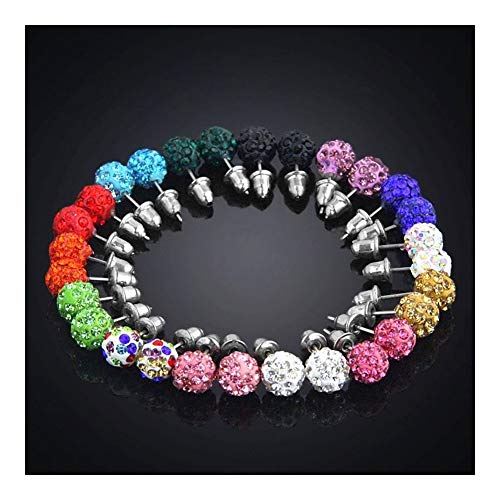 CHENGTAO 14 Pares/Caja Pave Cristalinas De La Arcilla Pendientes For Las Mujeres Joyería De 8 Mm Micro Bola del Disco del Rhinestone Pendientes De La Manera Fijado Durable