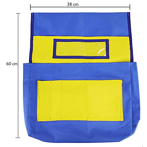 CHENYI Bolsa organizadora para silla con ranura para nombre, bolsillos traseros para silla, bolsa de almacenamiento colgante para aula, guardería, casa, escuela, amarillo