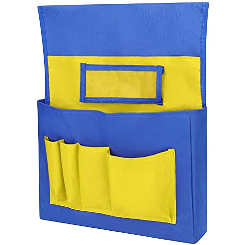 CHENYI Bolsa organizadora para silla con ranura para nombre, bolsillos traseros para silla, bolsa de almacenamiento colgante para aula, guardería, casa, escuela, amarillo