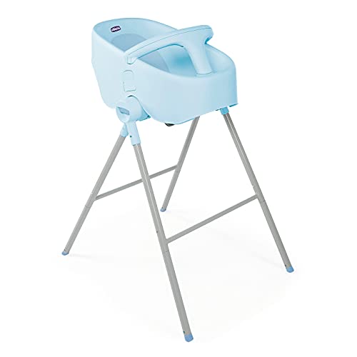 Chicco Bubble Nest, Bañera Bebé Recién Nacido Evolutiva hasta 12 Meses, con Patas para Ducha y Asiento Independiente para Bañera, 2 Configuraciones, Cierre Compacto, Máximo 11 Kg - Azul (Ocean)