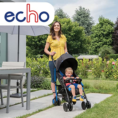 Chicco Echo Silla de Paseo Ligera y Plegable desde 0 Meses hasta 22 Kg, Carrito Bebé Compacto y Reclinable con Apoyabrazos, Posición para Dormir, Cierre Paraguas y Parasol Ajustable - Gris (Scarlet)