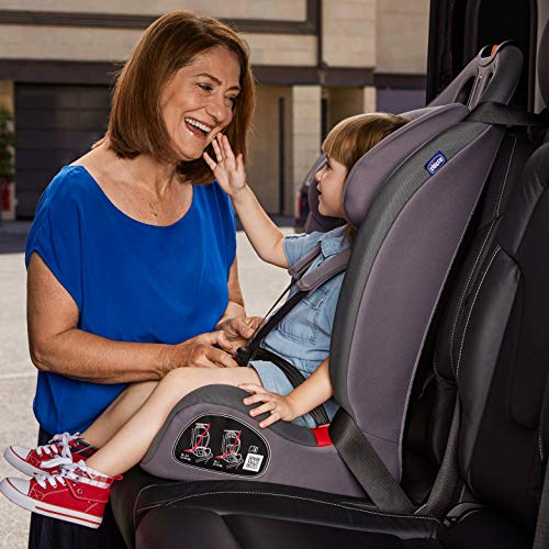 Chicco Gro-Up 123 Silla Coche Reclinable Bebé de 9-36 kg, Grupo 1/2/3 para Niños de 9 Meses a 12 Años, Fácil Instalar, Reposacabezas Ajustables, Relleno para Bebés, Acolchado Suave - Negra (Jet Black)