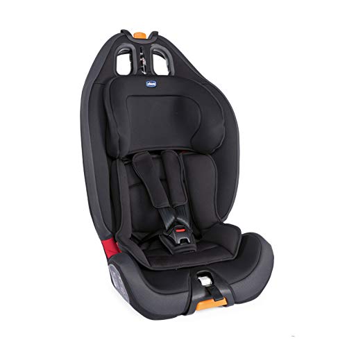 Chicco Gro-Up 123 Silla Coche Reclinable Bebé de 9-36 kg, Grupo 1/2/3 para Niños de 9 Meses a 12 Años, Fácil Instalar, Reposacabezas Ajustables, Relleno para Bebés, Acolchado Suave - Negra (Jet Black)