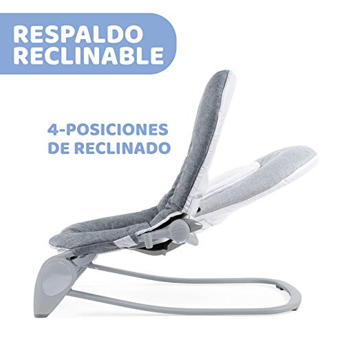 Chicco Hooplà Hamaca para Bebé de 0 Meses a 18 kg, Balancín y Silla de Bebés y Niños con Arco de Juegos, Respaldo Ajustable y Cojín Reductor, Compacta - Color Gris Vaquero (Titanium)