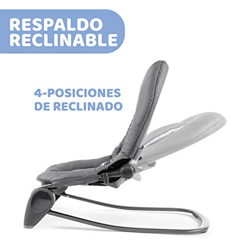 Chicco Hooplà Hamaca para Bebé de 0 Meses a 18 kg, Balancín y Silla de Bebés y Niños con Arco de Juegos, Respaldo Ajustable y Cojín Reductor, Compacta - Color Gris (Moon Grey)