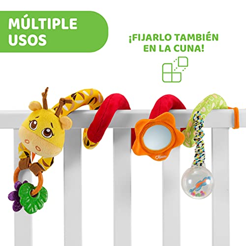 Chicco Sonajero Jirafa, Espiral Bebé Para Cochecito, Colorido Juguete Carrito Bebé en Forma de Jirafa, Espiral de Actividad con Sonajero, Anilla, Espejo, Juguetes Bebés Colgantes – Juguetes Bebés 6-36 Meses