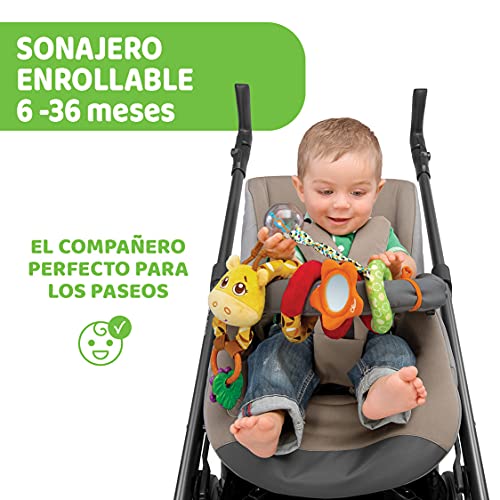 Chicco Sonajero Jirafa, Espiral Bebé Para Cochecito, Colorido Juguete Carrito Bebé en Forma de Jirafa, Espiral de Actividad con Sonajero, Anilla, Espejo, Juguetes Bebés Colgantes – Juguetes Bebés 6-36 Meses