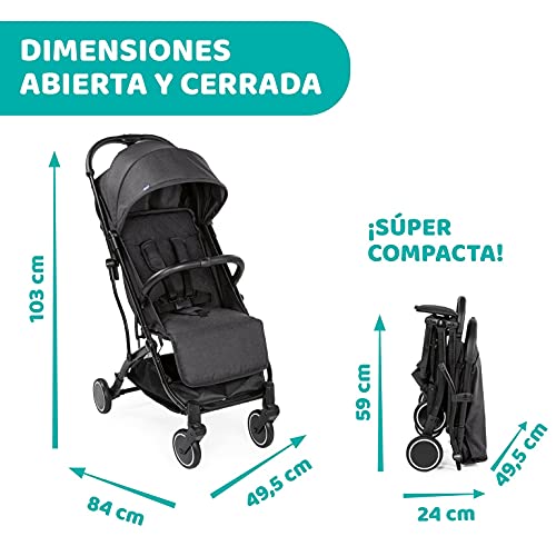 Chicco Trolley Me Silla de Paseo Ligera de 0 Meses hasta 15 kg, Buggy Reclinable y Plegable con Función de Trolley, Cierre Compacto, Cubierta para la Lluvia y Capota Plegable - Color Rosa