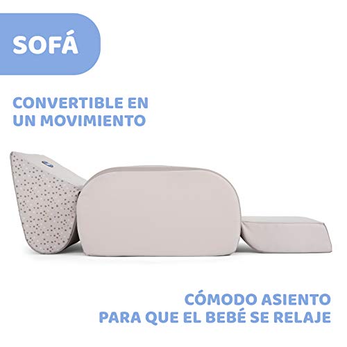 Chicco Twist Sillón Infantil Convertible en Chaise Longue y Butaca, Sofá Infantil con 3 Configuraciones, Silla Cómoda y Ligera, Transformable – Puff Niños a Partir de 12 Meses, Color Beige (Dune)