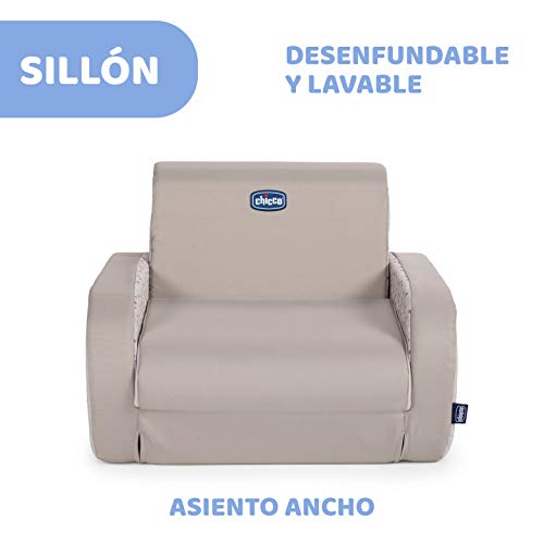 Chicco Twist Sillón Infantil Convertible en Chaise Longue y Butaca, Sofá Infantil con 3 Configuraciones, Silla Cómoda y Ligera, Transformable – Puff Niños a Partir de 12 Meses, Color Beige (Dune)