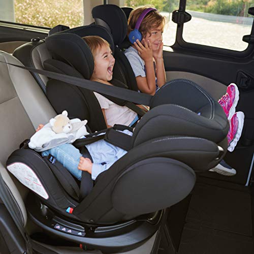 Chicco Unico Plus Silla de Coche ISOFIX Giratoria 360° y Reclinable Bebés de 0-36 kg, Grupo 0+/1/2/3, Niños de 0 a 12 Años, Fácil Instalar, Reposacabezas Ajustable, Reductor para Bebé, Negro (Black)