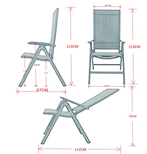 Chicreat Silla de camping plegable de aluminio con respaldo alto Plateado y Negro