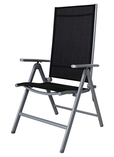 Chicreat Silla de camping plegable de aluminio con respaldo alto Plateado y Negro