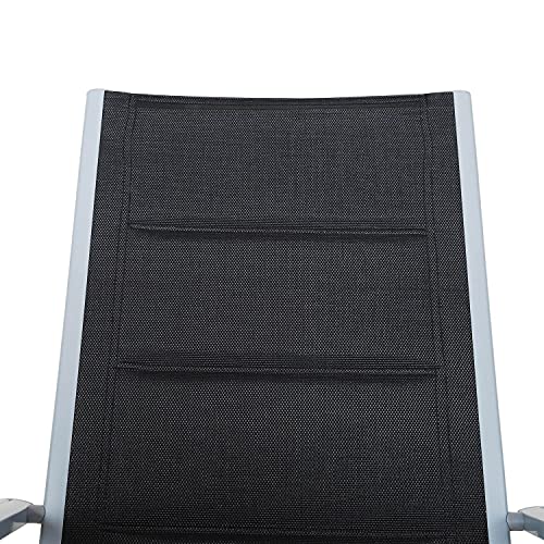 Chicreat - Silla de relax plegable, estructura de aluminio, Plateado/Negro, 67 x 58 x 110cm